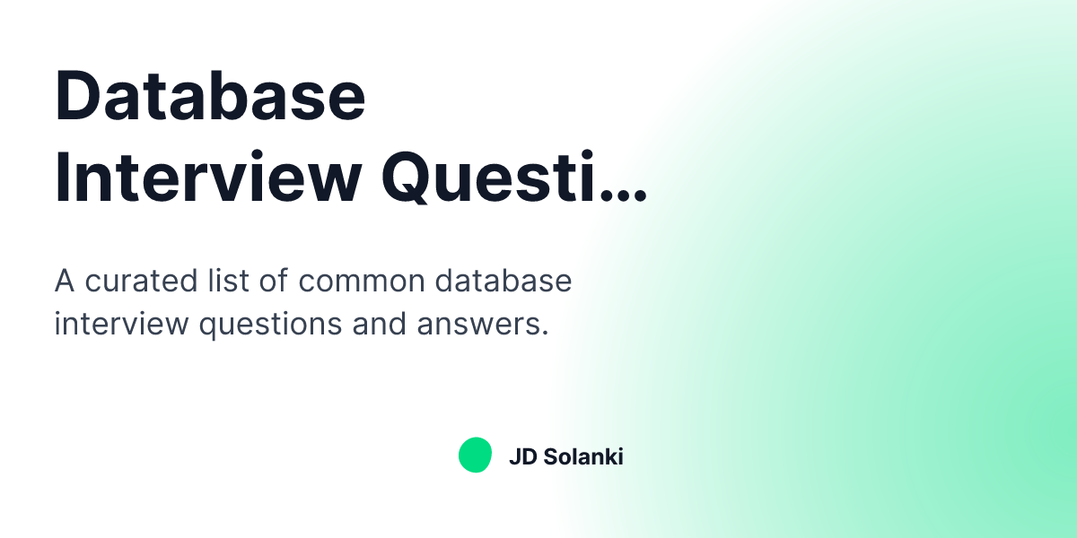 Database Interview Questions | JD Solanki